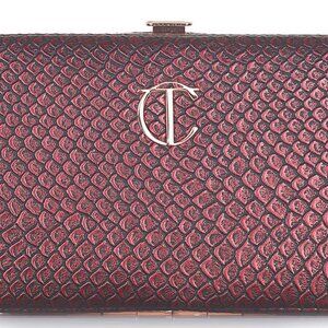 Charlotte Tilbury Small Brown Leather Signature Clutch Brush Case / Wallet Gold
